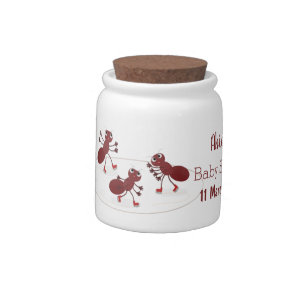 Happy red ants ice skating cartoon candy jar