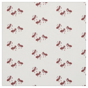 Happy red ants ice skating cartoon fabric