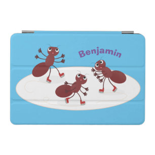 Happy red ants ice skating cartoon iPad mini cover