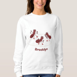 Happy red ants ice skating cartoon sweatshirt