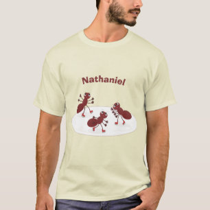 Happy red ants ice skating cartoon T-Shirt