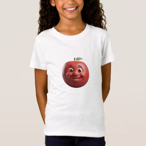 Happy Red Apple Cute 3D Art T-Shirt