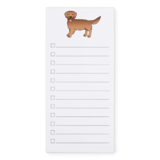 Happy Red Cartoon Golden Retriever To Do List Magnetic Notepad