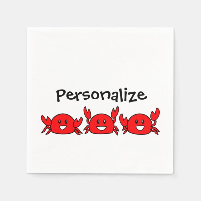 Happy Red Crabs Paper Napkins (Front)