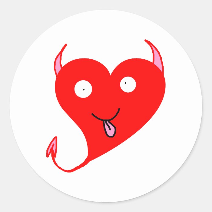 Happy Red Devil Heart Stickers
