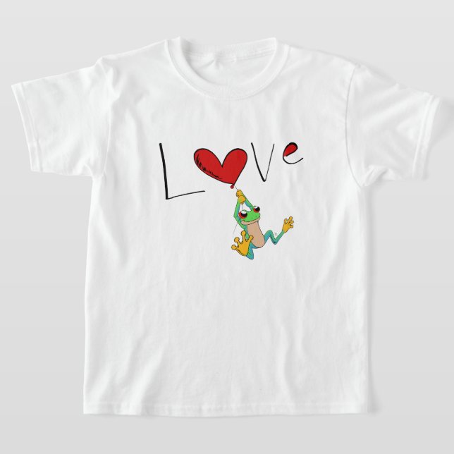Happy Red-Eyed Tree Frog and Heart T-Shirt (Laydown)