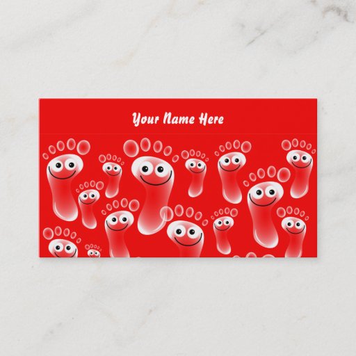 Customizable Happy Red Feet, Your Name Here Business Card