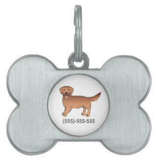 Happy Red Golden Retriever And A Phone Number Pet ID Tag