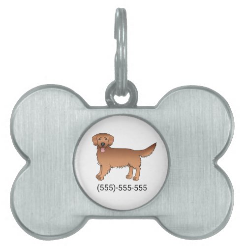 Happy Red Golden Retriever And A Phone Number Pet ID Tag