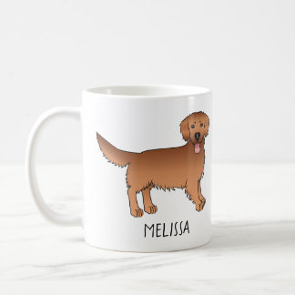 Happy Red Golden Retriever Cartoon Dog With Name Coffee Mug