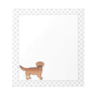 Happy Red Golden Retriever Cartoon Dog With Paws Notepad