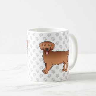 Happy Red Golden Retriever Cartoon Dogs &amp; Paws Coffee Mug