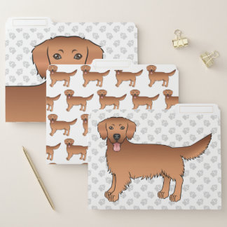 Happy Red Golden Retriever Cute Cartoon Dog File Folder
