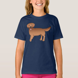 Happy Red Golden Retriever Cute Cartoon Dog T-Shirt