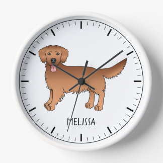Happy Red Golden Retriever Cute Dog With A Name Clock
