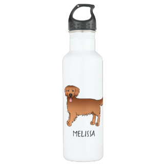 Happy Red Golden Retriever Cute Dog With A Name Stainless Steel Water Bottle