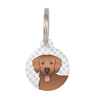 Happy Red Golden Retriever Dog Head And Paws Pet ID Tag