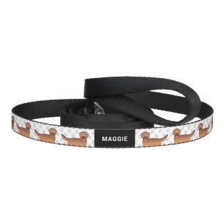 Happy Red Golden Retriever Dog With Paws And Name Pet Leash