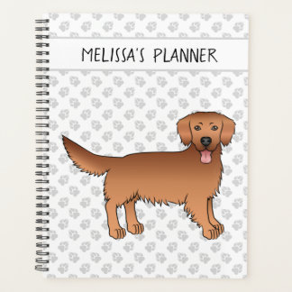 Happy Red Golden Retriever Dog With Paws And Text Planner