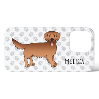 Happy Red Golden Retriever With Paws And Name iPhone 13 Pro Case