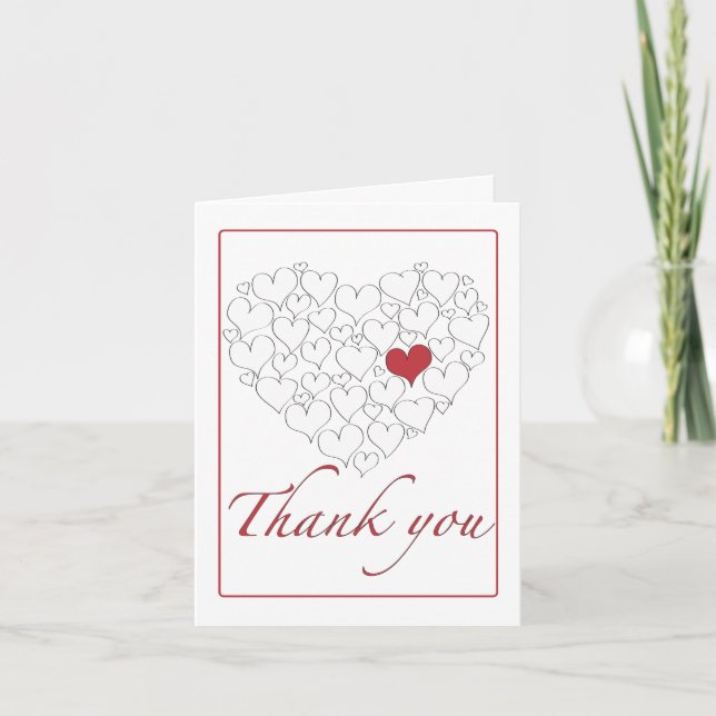 Happy Red Heart Thank You Card (Front)
