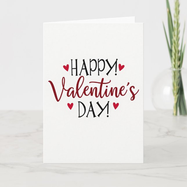 Happy Red Hearts Valentine Day Card (Front)