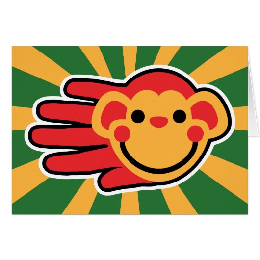 Happy Red Monkey Face Cards (Front Horizontal)