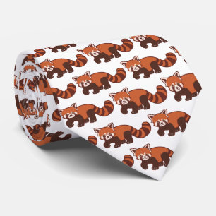 "Happy Red Panda" Animal Print Neck Tie