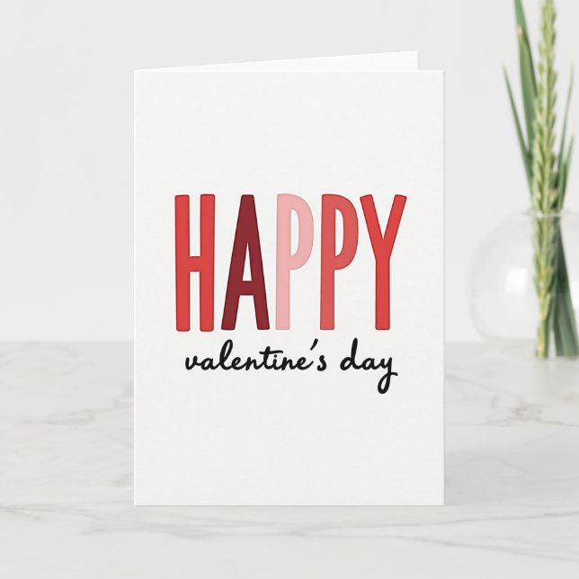 Happy Red Pink Puffy Valentines Card (Front)