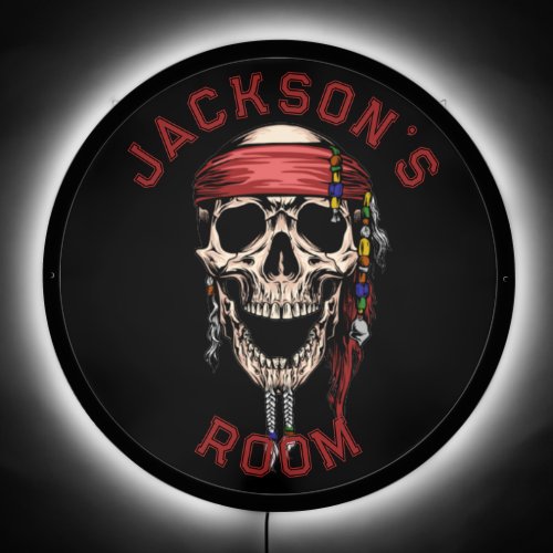 Happy Red Pirate Skull  LED Sign