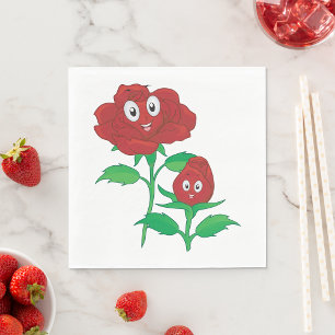 Happy Red Rose Characters Napkins