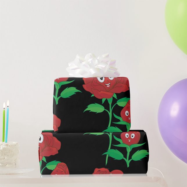 Happy Red Roses Wrapping Paper (Creator Uploaded)