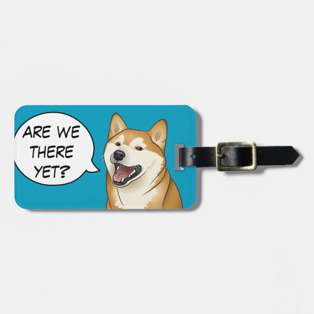 Happy Red Shiba Inu Dog Customizable Tag (Front Horizontal)