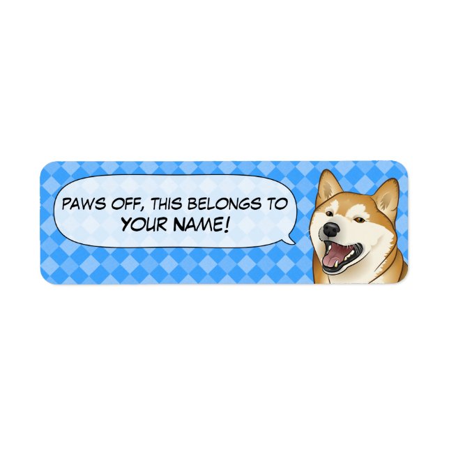 Happy Red Shiba Inu Japanese Dog Name labels (Front)