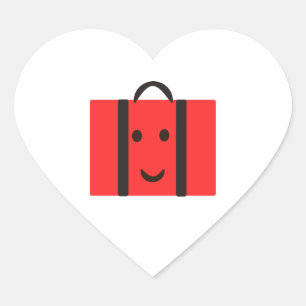 happy Red suitcase Heart Sticker