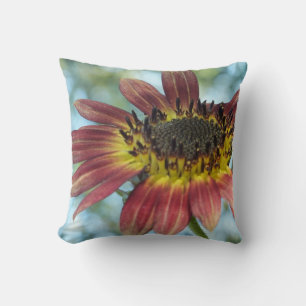 Happy Red Sunflower Throw Pillow