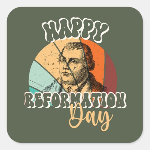 Happy Reformation Day Vintage Martin Luther Square Sticker