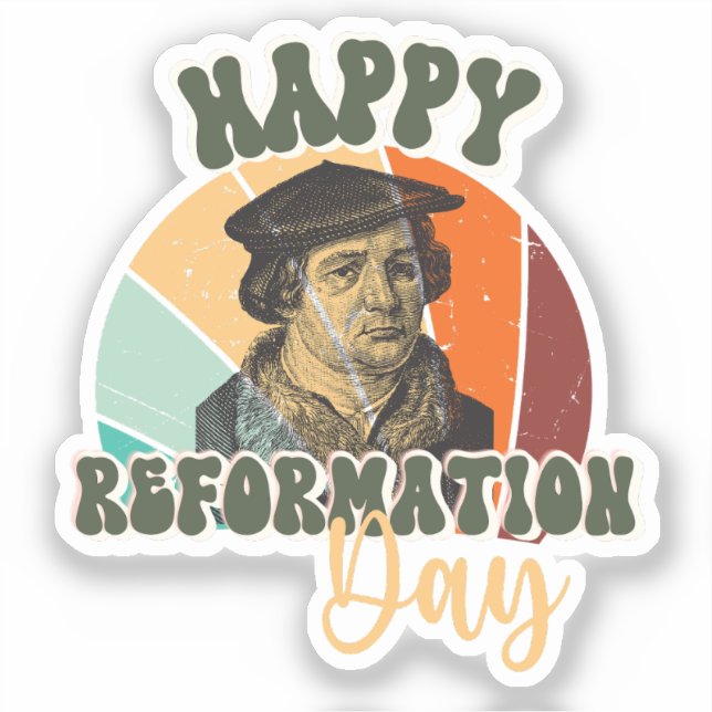 Happy Reformation Day Vintage Martin Luther Sticker (Front)