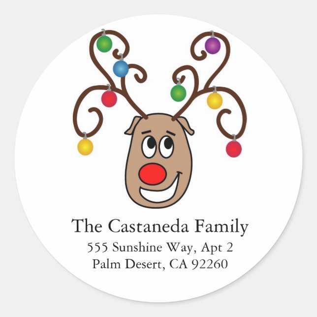 Happy Reindeer Address Labels (Front)