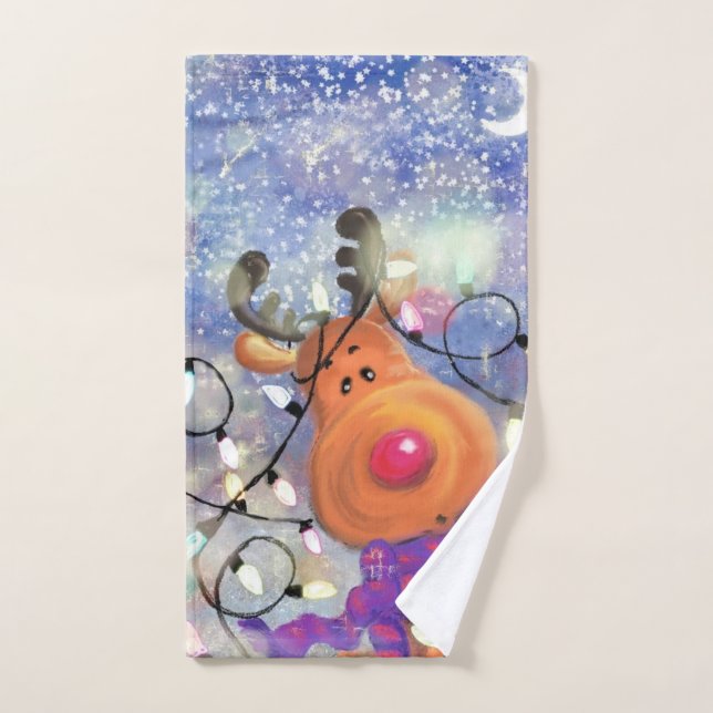 Happy Reindeer - Christmas Bath Towel Set (Hand Towel)