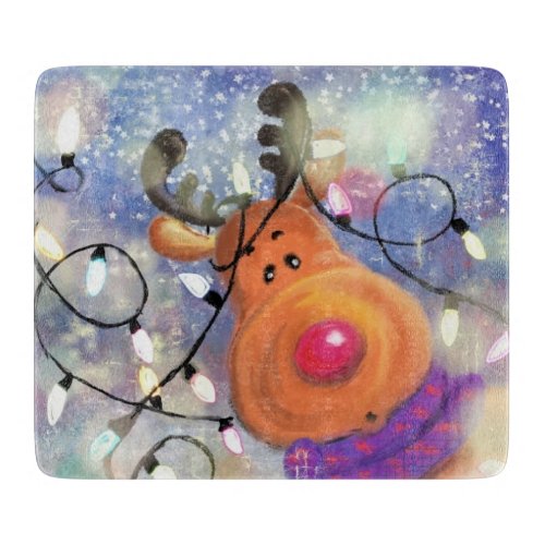 Happy Reindeer _ Christmas Cutting Board