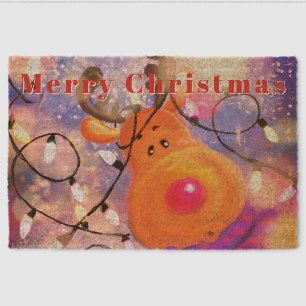Happy Reindeer Christmas Fiber Doormat