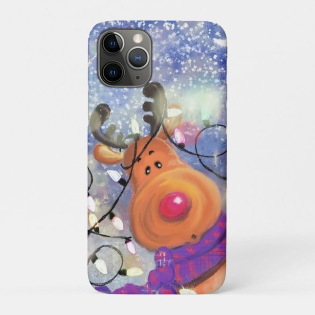 Happy Reindeer Christmas iPhone Case (Back)