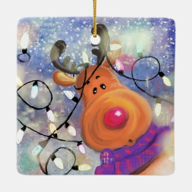 Happy Reindeer Christmas Ornament (Back)