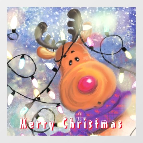 Happy Reindeer _ Merry Christmas _ Drawing Window Cling