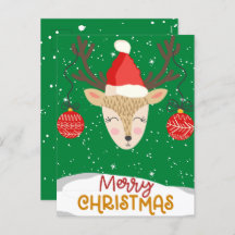 Happy Reindeer Merry Christmas Holidays Postcards