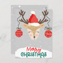 Happy Reindeer Merry Christmas Holidays Postcards