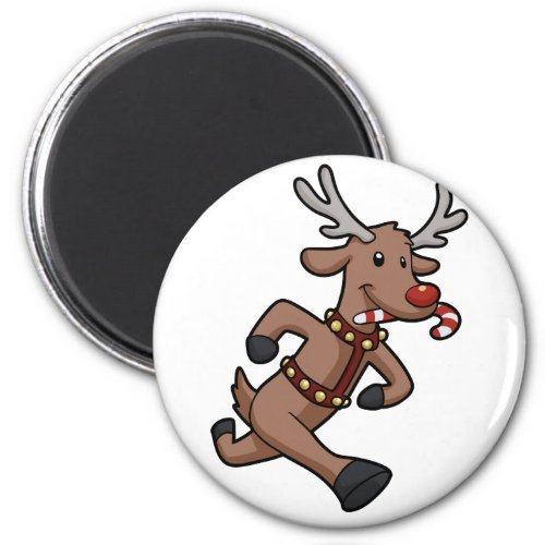 Happy Reindeer Runs cartoon  choose back color Magnet