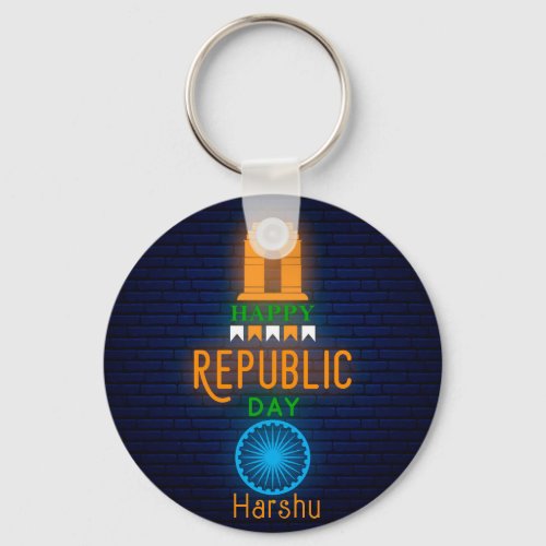 Happy Republic Day India Neon Keychain