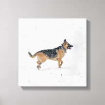Happy Rescued German Shepherd Dog In Snow Canvas
